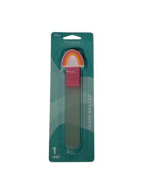 Diamond Cosmetics Glass Nail File Rainbow Handle New